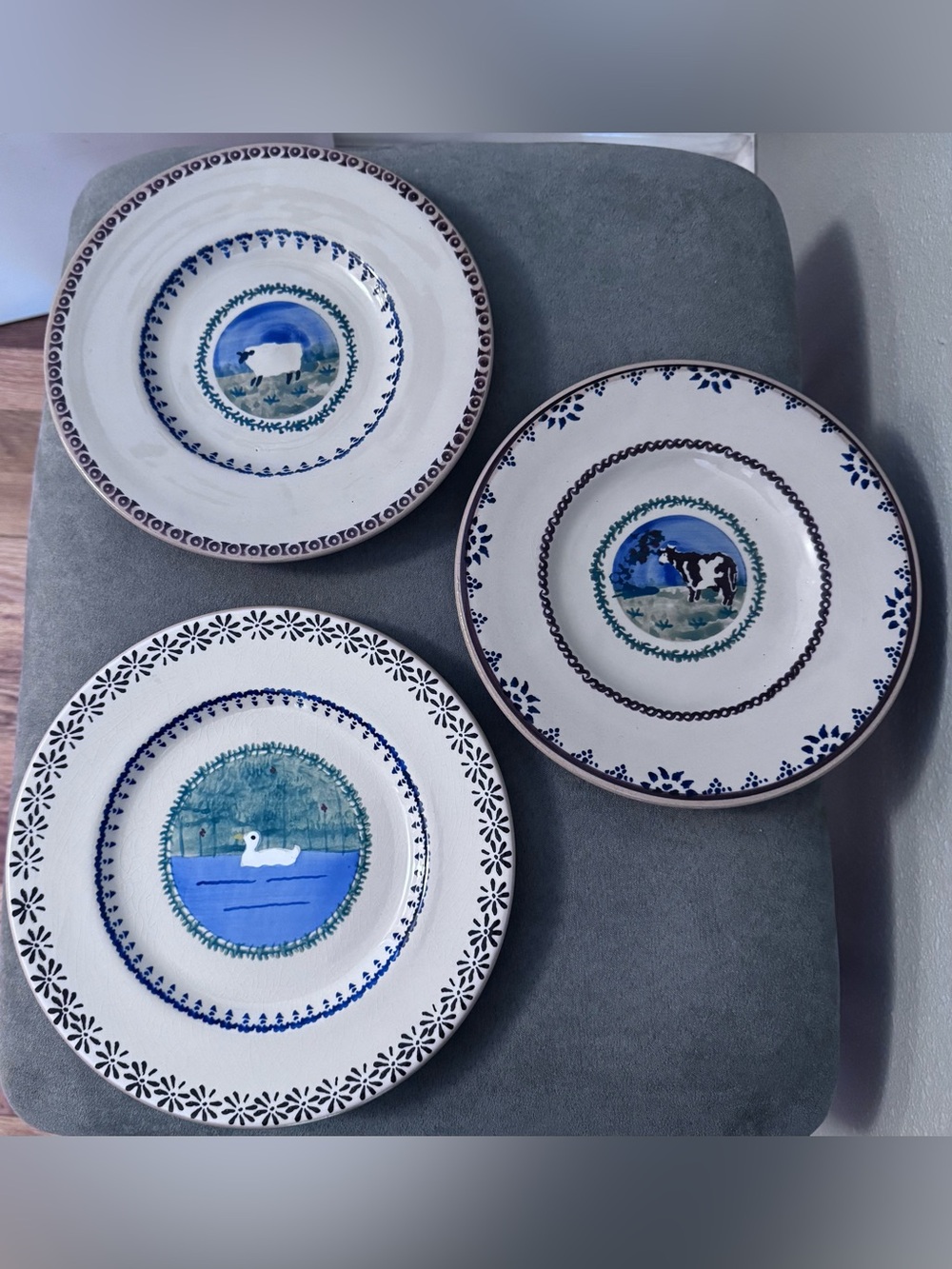 Nicholas Mosse Handmade Irish Pottery Set of Three 8 inch plates - Animal Motif